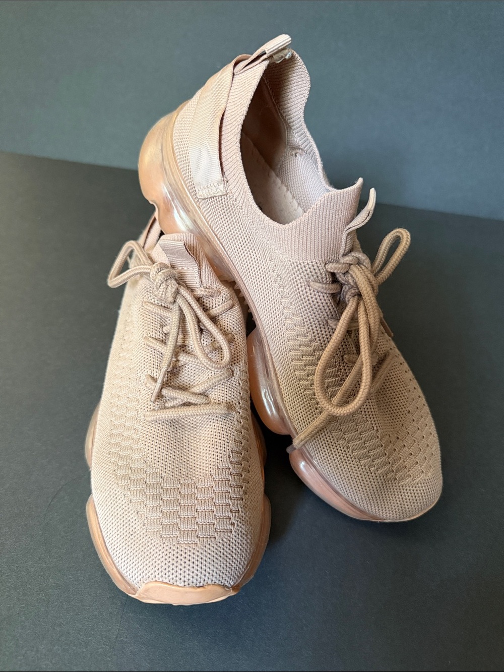Women's Knit Lace-Up Sneaker in Taupe